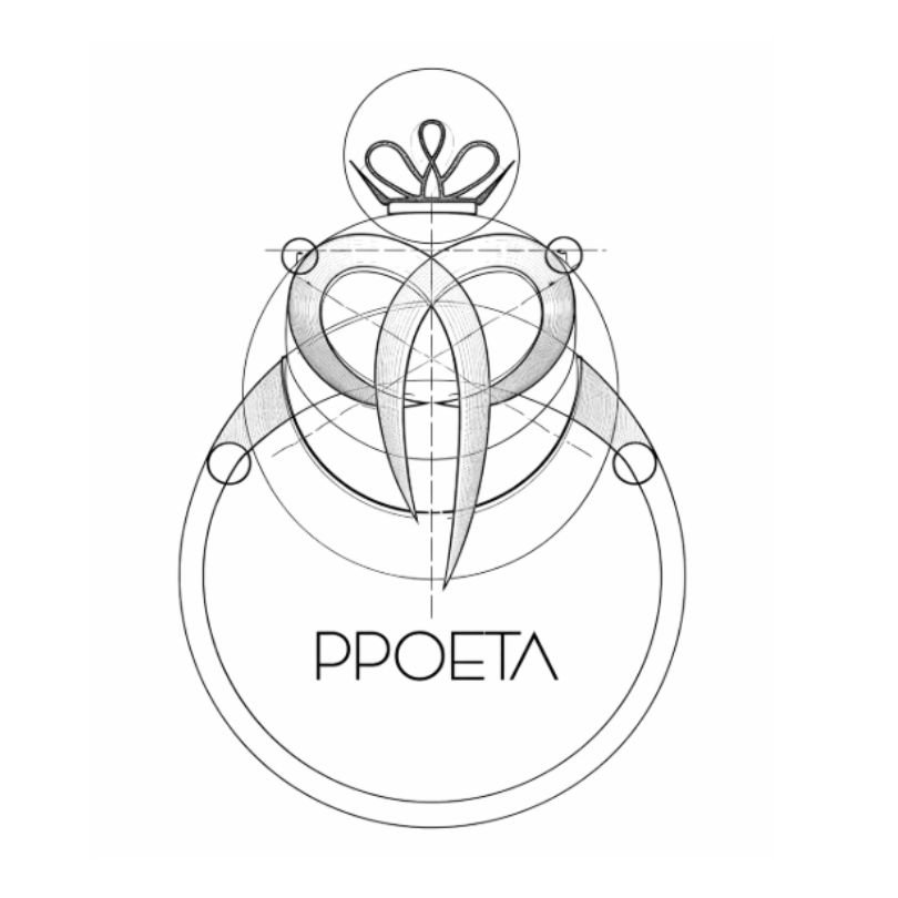 Estudo de engenharia do logotipo PPOETA (linhas e círculos)